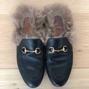 Gucci fur slides